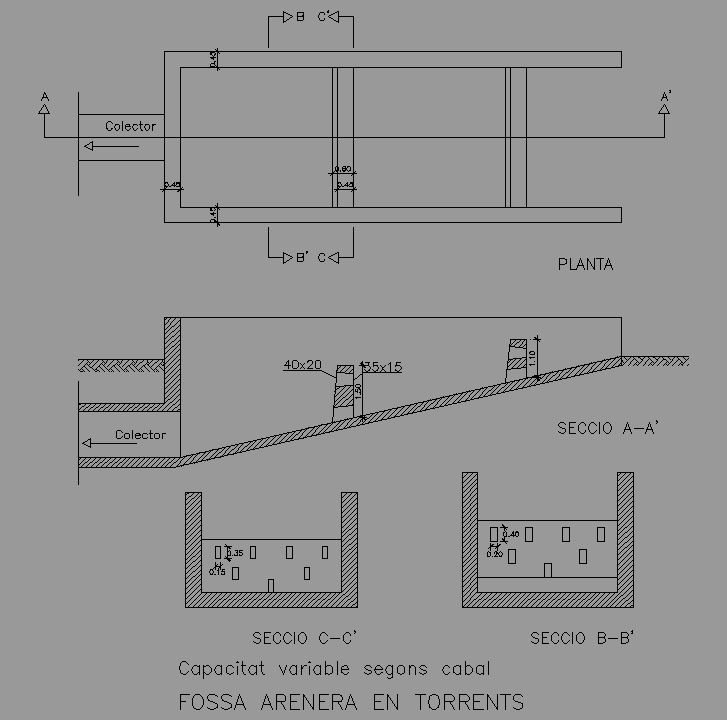 Bloque Autocad Fosa arenera en torrente